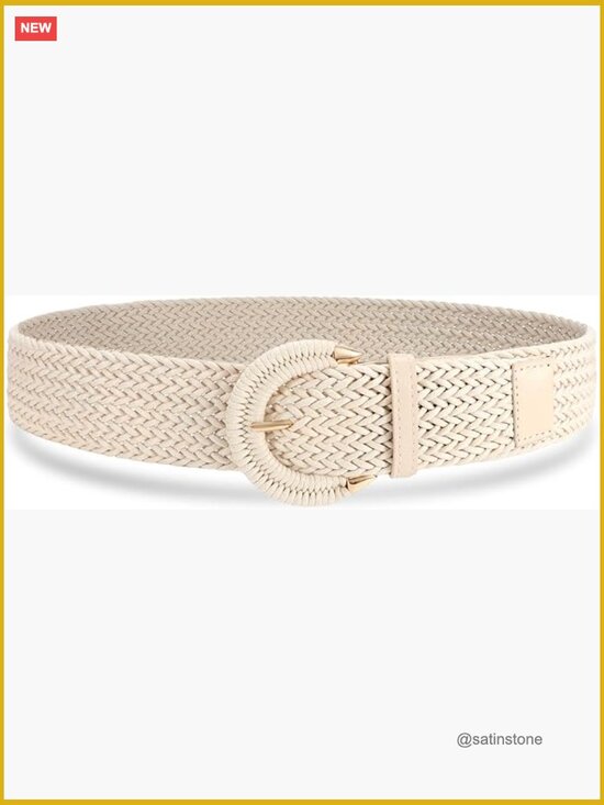 Wide Braided Boho Belt with Half-Circle Buckle main image 7